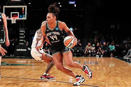 May 17, 2022; Brooklyn, New York, USA;  New York Liberty forward Betnijah Laney (44) at Barclays Center. Mandatory Credit: Wendell Cruz-USA TODAY Sports