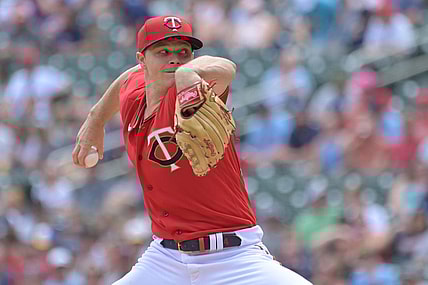 May 29, 2022; Minneapolis, Minnesota, USA; Minnesota Twins starting pitcher Sonny Gray (54) throws a pitch against the Kansas City Royals during the first inning at Target Field. Mandatory Credit: Jeffrey Becker-USA TODAY Sports