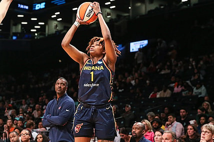 Jun 1, 2022; Brooklyn, New York, USA;  Indiana Fever forward NaLyssa Smith (1) at Barclays Center. Mandatory Credit: Wendell Cruz-USA TODAY Sports