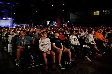 Jul 21, 2019; Miami Beach, FL, USA; Fans watch the gameplay between Reciprocity and GEN.G during the Call of Duty League Finals e-sports event at Miami Beach Convention Center. Mandatory Credit: Jasen Vinlove-USA TODAY Sports