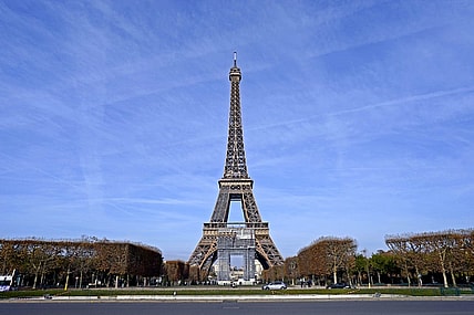 Nov 198, 2021; Paris, France; A view of the Eiffel Tower from the Champ de Mars which will server as the venue for beach volleyball during the Paris 2024 Olympics. Mandatory Credit: Peter Casey-USA TODAY Sports