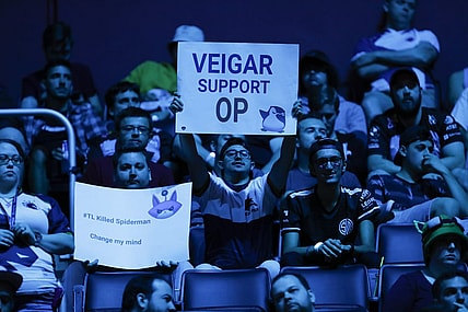 Aug 25, 2019; Detroit, MI, USA; Fans hold up signs from the stands during the LCS Summer Finals event between Team Liquid and Cloud9 at Little Caesars Arena. Mandatory Credit: Raj Mehta-USA TODAY Sports