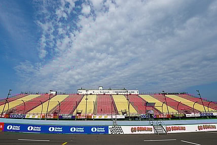 Aug 7, 2021; Watkins Glen, NY, USA; General view of the main grandstand at Watkins Glen International prior to the NASCAR Camping World Truck Series United Rentals 176  Mandatory Credit: Rich Barnes-USA TODAY Sports