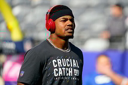 New York Giants wide receiver Sterling Shepard on the field for warm ups before the Giants face the Los Angeles Rams at MetLife Stadium on Sunday, Oct. 17, 2021, in East Rutherford.

Nyg Vs Lar