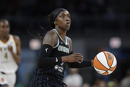 May 24, 2022; Chicago, Illinois, USA; Chicago Sky guard Kahleah Copper (2) brings the ball up court against the Indiana Fever during the first half at Wintrust Arena. Mandatory Credit: Kamil Krzaczynski-USA TODAY Sports