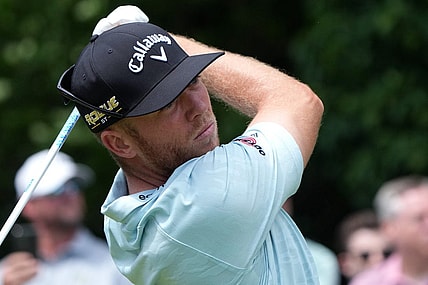 Jun 16, 2022; Brookline, Massachusetts, USA; Talor Gooch plays his shot from the 15th tee during the first round of the U.S. Open golf tournament. Mandatory Credit: John David Mercer-USA TODAY Sports