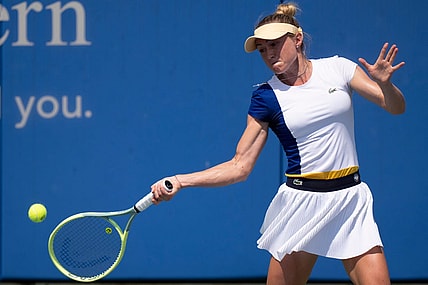 Aliaksandra Sasnovich returns to Caty McNally during the Western & Southern Open at the Lindner Family Tennis Center in Mason, Ohio Monday, Aug. 15, 2022.

Western Southern Open Day Two Morning 85