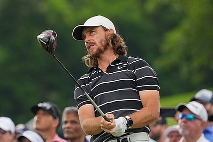 May 20, 2022; Tulsa, OK, USA; Tommy Fleetwood plays his shot from the 13th tee during the second round of the PGA Championship golf tournament at Southern Hills Country Club. Mandatory Credit: Michael Madrid-USA TODAY Sports