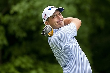 Jul 1, 2022; Silvis, Illinois, USA; Justin Lower tees off on the second tee during the the second round of the John Deere Classic golf tournament. Mandatory Credit: Marc Lebryk-USA TODAY Sports
