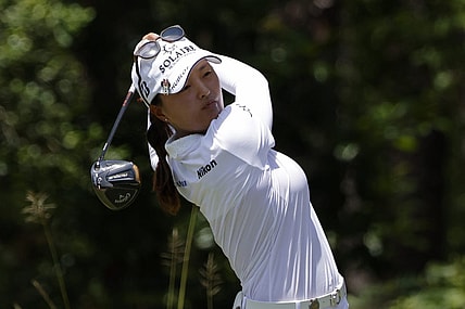 Jun 5, 2022; Southern Pines, North Carolina, USA; Jin Young Ko hits a tee shot on the second hole during the final round of the U.S. Women's Open. Mandatory Credit: Geoff Burke-USA TODAY Sports