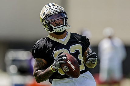 Jun 14, 2022; New Orleans, Louisiana, USA;  New Orleans Saints running back Abram Smith (33) runs drills during minicamp at the New Orleans Saints Training Facility. Mandatory Credit: Stephen Lew-USA TODAY Sports