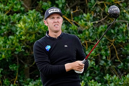 Jul 14, 2022; St. Andrews, SCT; Seamus Power tees off on the third hole during the first round of the 150th Open Championship golf tournament at St. Andrews Old Course. Mandatory Credit: Michael Madrid-USA TODAY Sports
