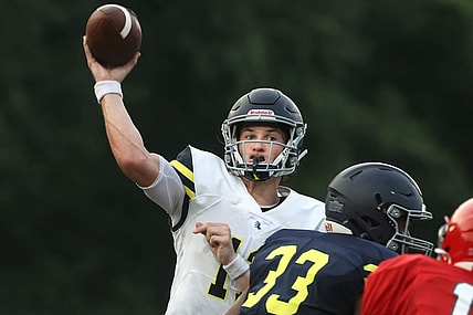 Lausanne quarterback Brock Glenn throws the ball during their scrimmage against Germantown on Friday, July 30, 2021.

A37i1803