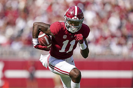 Sep 17, 2022; Tuscaloosa, Alabama, USA;  Alabama Crimson Tide wide receiver Traeshon Holden (11) at Bryant-Denny Stadium. Mandatory Credit: Marvin Gentry-USA TODAY Sports