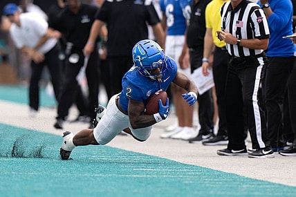 Buffalo Bulls running back Ron Cook Jr. (2) catches a pass in the second quarter against the Coastal Carolina Chanticleers at Brooks Stadium. Mandatory Credit: David Yeazell-USA TODAY Sports