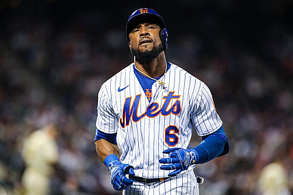 Oct 9, 2022; New York City, New York, USA;  New York Mets right fielder Starling Marte (6) at Citi Field. Mandatory Credit: Wendell Cruz-USA TODAY Sports