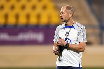 Nov 19, 2022; Doha, QATAR; United States coach Gregg Berhalter on the field during a training session at Al Gharrafa Stadium on Saturday, November 19, 2022. Mandatory Credit: Danielle Parhizkaran-USA TODAY Sports
