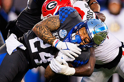 Nov 19, 2022; Lexington, Kentucky, USA; Kentucky Wildcats running back Chris Rodriguez Jr. (24) during the game at Kroger Field. Mandatory Credit: Jordan Prather-USA TODAY Sports