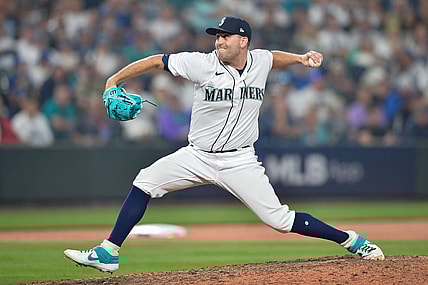 Oct 15, 2022; Seattle, Washington, USA; Seattle Mariners relief pitcher Matthew Boyd (48) pitches in the sixteenth inning against the Houston Astros during game three of the ALDS for the 2022 MLB Playoffs at T-Mobile Park. Mandatory Credit: Steven Bisig-USA TODAY Sports