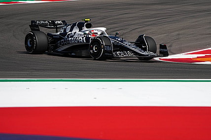 Oct 21, 2022; Austin, TX, USA; Scuderia Alphatauri F1 driver Yuki Tsunoda runs practice laps for the Formula 1 Aramco United States Grand Prix at the Circuit of the Americas in Austin, Texas on Oct. 21, 2022. Mandatory Credit: Aaron E. Martinez-USA TODAY Sports