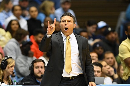 Dec 10, 2022; Chapel Hill, North Carolina, USA; Georgia Tech Yellow Jackets head coach Josh Pastner reacts in the second half at Dean E. Smith Center. Mandatory Credit: Bob Donnan-USA TODAY Sports
