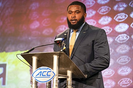 Jul 20, 2022; Charlotte, NC, USA; Florida State defensive tackle Fabien Lovett speaks to the media during ACC Media Days at the Westin Hotel in Charlotte.  Mandatory Credit: Jim Dedmon-USA TODAY Sports