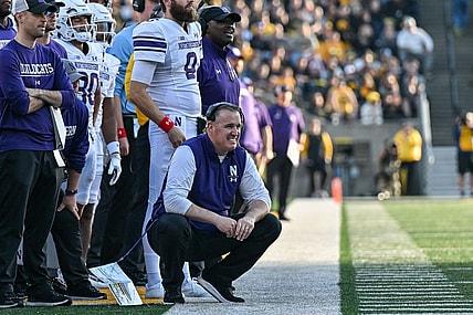 Oct 29, 2022; Iowa City, Iowa, USA; Northwestern Wildcats head coach Pat Fitzgerald looks on during the game against the Iowa Hawkeyes at Kinnick Stadium. Mandatory Credit: Jeffrey Becker-USA TODAY Sports