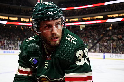 Dec 18, 2022; Saint Paul, Minnesota, USA; Minnesota Wild right wing Ryan Hartman (38) looks on during the first period against the Ottawa Senators at Xcel Energy Center. Mandatory Credit: Matt Krohn-USA TODAY Sports