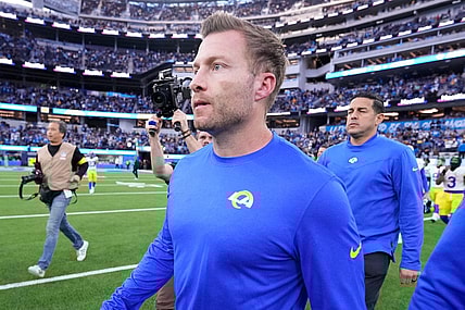 Jan 1, 2023; Inglewood, California, USA; Los Angeles Rams head coach Sean McVay walks off the field after the game against the Los Angeles Chargers at SoFi Stadium. Mandatory Credit: Kirby Lee-USA TODAY Sports