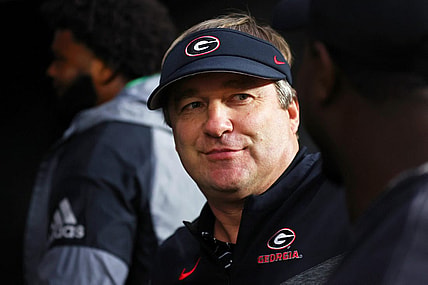 Jan 9, 2023; Inglewood, CA, USA; Georgia Bulldogs head coach Kirby Smart looks on before the CFP national championship game against the TCU Horned Frogs at SoFi Stadium. Mandatory Credit: Mark J. Rebilas-USA TODAY Sports