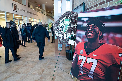 Memorial and funeral service for Devin Willock, 20 years old, at Community Baptist Church in Englewood, N.J. on Friday Jan. 27, 2023. Willock was a University of Georgia football player and Paramus Catholic football star. He died in a car crash in Georgia on January 15, 2023.

Devin Willock