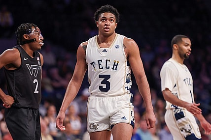 Feb 15, 2023; Atlanta, Georgia, USA; Georgia Tech Yellow Jackets guard Dallan Coleman (3) in action against the Virginia Tech Hokies in the second half at McCamish Pavilion. Mandatory Credit: Brett Davis-USA TODAY Sports