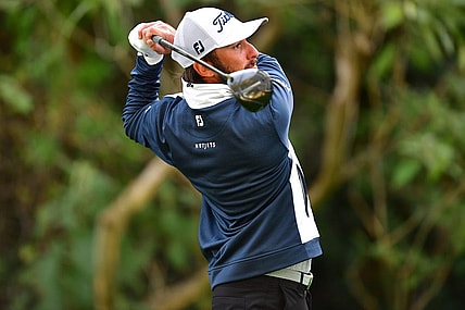 Feb 16, 2023; Pacific Palisades, California, USA; Max Homa hits from the twelfth hole tee during the first round of The Genesis Invitational golf tournament. Mandatory Credit: Gary A. Vasquez-USA TODAY Sports