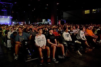 Jul 21, 2019; Miami Beach, FL, USA; Fans watch the gameplay between Reciprocity and GEN.G during the Call of Duty League Finals e-sports event at Miami Beach Convention Center. Mandatory Credit: Jasen Vinlove-USA TODAY Sports