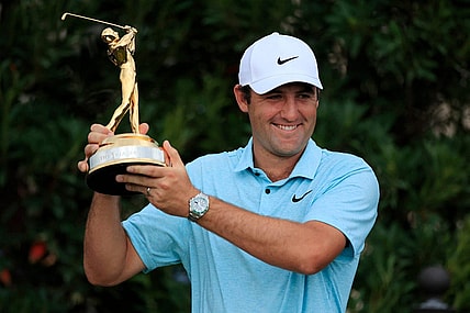 March 12: Scottie Scheffler holds up The Players Championship trophy at TPC Sawgrass in Ponte Vedra Beach, Florida.

Syndication Florida Times Union