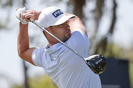 Mar 19, 2023; Palm Harbor, Florida, USA;  Taylor Moore plays his shot from the second tee during the Valspar Championship golf tournament. Mandatory Credit: Reinhold Matay-USA TODAY Sports