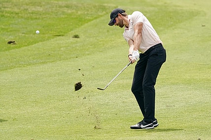 Mar 31, 2023; San Antonio, Texas, USA; Patrick Rodgers plays a shot on the 12th hole during the second round of the Valero Texas Open golf tournament. Mandatory Credit: Raymond Carlin III-USA TODAY Sports