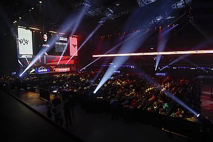 Jan 25, 2020; Minneapolis, Minnesota, USA; Chris Simp Lehr of the Atlanta FaZe is introduced before a match with Dallas Empire during the Call of Duty League Launch Weekend at The Armory. Mandatory Credit: Bruce Kluckhohn-USA TODAY Sports
