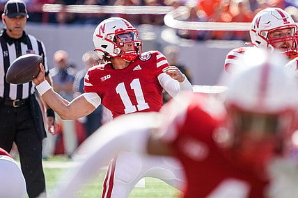 Oct 29, 2022; Lincoln, Nebraska, USA; Nebraska Cornhuskers quarterback Casey Thompson (11) passes against the Illinois Fighting Illini during the first quarter at Memorial Stadium. Mandatory Credit: Dylan Widger-USA TODAY Sports
