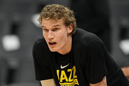 Mar 25, 2023; Sacramento, California, USA; Utah Jazz forward Lauri Markkanen (23) before the game against the Sacramento Kings at Golden 1 Center. Mandatory Credit: Darren Yamashita-USA TODAY Sports