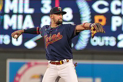 May 14, 2022; Minneapolis, Minnesota, USA; Minnesota Twins shortstop Royce Lewis (23) in action against the Cleveland Guardians at Target Field. Mandatory Credit: Jeffrey Becker-USA TODAY Sports