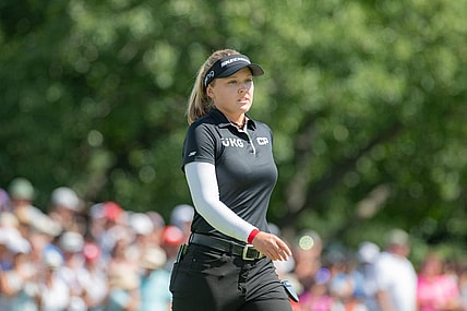 Aug 28, 2022; Ottawa, Ontario, CAN; Brooke Henderson from Canada  walks on the 18th hole green during the final round of the CP Women's Open golf tournament. Mandatory Credit: Marc DesRosiers-USA TODAY Sports
