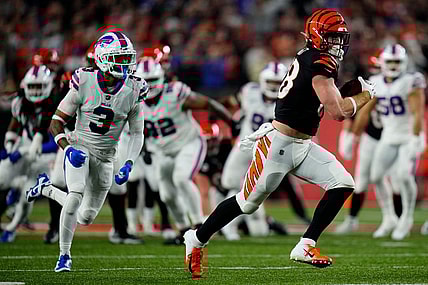 Bills safety Damar Hamlin (3) was back on the practice field for organized team activities on Tuesday.