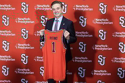 Mar 21, 2023; New York, NY, USA; Rick Pitino is introduced as new St. John   s head coach at Madison Square Garden. Mandatory Credit: Wendell Cruz-USA TODAY Sports