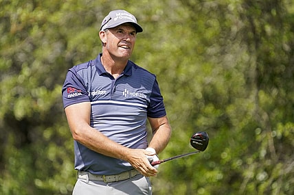 Mar 31, 2023; San Antonio, Texas, USA; Padraig Harrington plays his shot from the first tee  during the second round of the Valero Texas Open golf tournament. Mandatory Credit: Raymond Carlin III-USA TODAY Sports