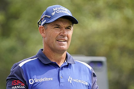 Apr 2, 2023; San Antonio, Texas, USA; Padraig Harrington waits to tee off on the first hole during the final round of the Valero Texas Open golf tournament at TPC San Antonio. Mandatory Credit: Raymond Carlin III-USA TODAY Sports
