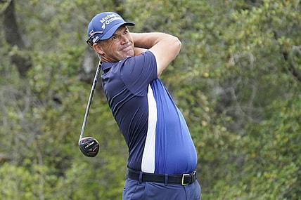 Apr 2, 2023; San Antonio, Texas, USA; Padraig Harrington plays his shot from the first tee during the final round of the Valero Texas Open golf tournament at TPC San Antonio. Mandatory Credit: Raymond Carlin III-USA TODAY Sports