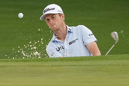 Apr 4, 2023; Augusta, Georgia, USA; Will Zalatoris hits out of the sand on the second hole during a practice round for The Masters golf tournament at Augusta National Golf Club. Mandatory Credit: Michael Madrid-USA TODAY Network