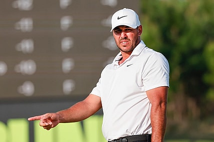 Apr 2, 2023; Orlando, Florida, USA; Brooks Koepka of the Smash golf club on the 18th green during the final round of a LIV Golf event at Orange County National. Mandatory Credit: Reinhold Matay-USA TODAY Sports