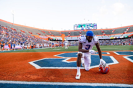 Florida Gators wide receiver Xzavier Henderson (3) prays before the game during the Florida Gators Orange and Blue Spring Game at Steve Spurrier Field at Ben Hill Griffin Stadium in Gainesville, FL on Thursday, April 13, 2023. [Matt Pendleton/Gainesville Sun]

Ncaa Football Florida Gators Orange Blue Spring Game